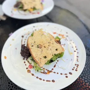 two plates of food on a table