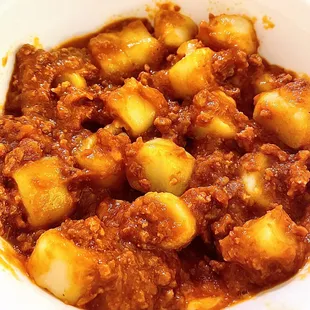 GNOCCHI ALLA BOLOGNESE Soft Potato gnocchi, traditional Granma Caterina six meats Bolognese sauce, Grana Padano D.O.P.