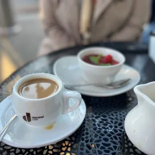 Coffee and raspberry panna cotta. Delectable!