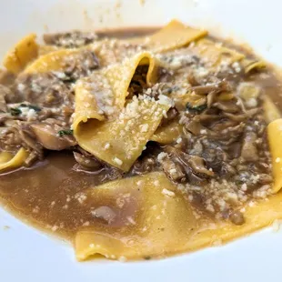 Pappardelle with mushrooms and broth