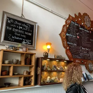 menus on the wall of the restaurant