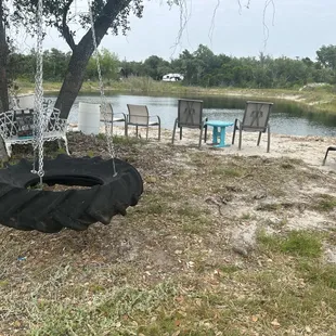 Tire swing at the pond