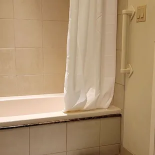 Careful not to hit leg on trim when stepping out.   Hold on to the grab bar