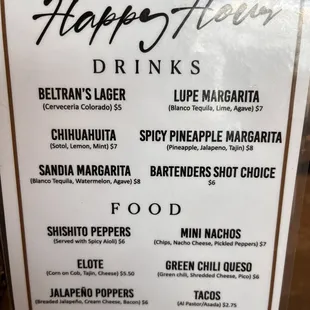 menu