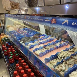 a variety of seafoods