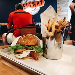 Texan Burger with Parm Fries