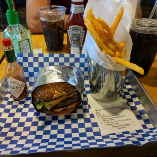 Beltway burger with siracha and jalapenos