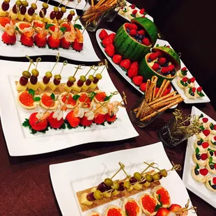 a variety of appetizers on plates