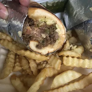 a sandwich and french fries