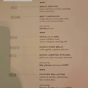 7 course meal that we came for but then they took the menu away and said it's not happening