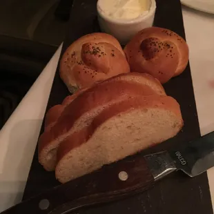Pre-dinner bread with sea salt whiled butter.