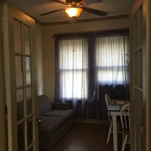 Sofa bed in dining area