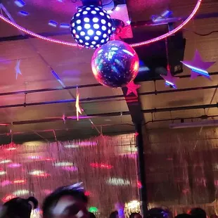 a disco party with disco lights