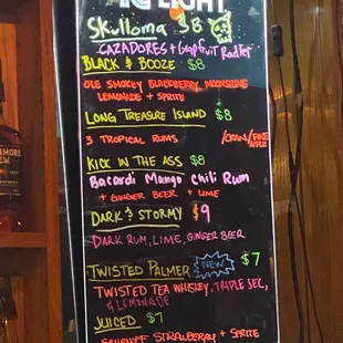 Special cocktail menu