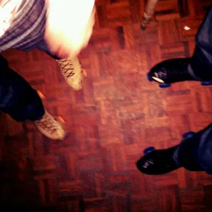 a group of people standing in a circle