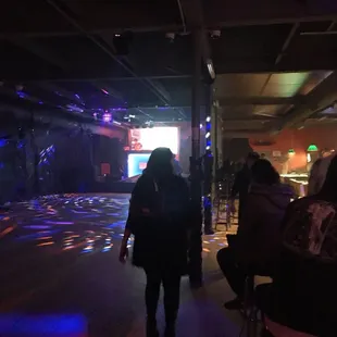 To the right is the space with pool tables