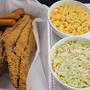2pc fish, hushpuppies, coleslaw &amp; mac n cheese 4.7.23
