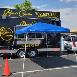 a food truck parked in a parking lot