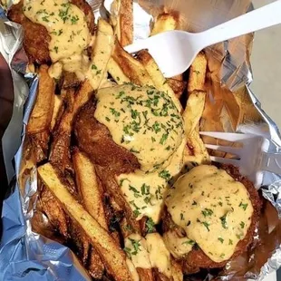 Crab balls and fries!