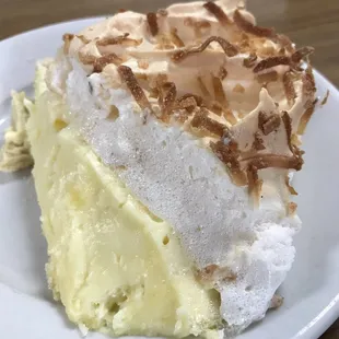 Coconut cream pie, just the toasted coconut on top. Subtle and delicious!