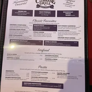 the menu