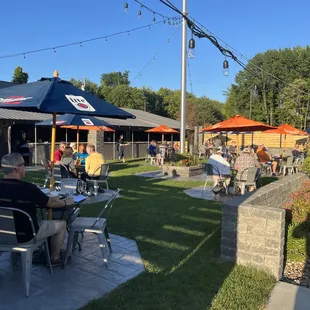 people eating outside