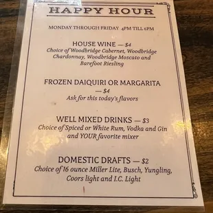 Happy Hour M-F 4-6pm