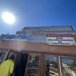 a person entering the restaurant