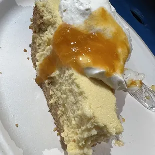 Scratch made key lime pie with peach jam made with peaches grown by the restaurant owner himself!