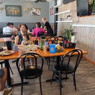 a group of people eating
