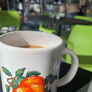 a cup of coffee on a table