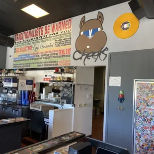 the interior of a donut shop