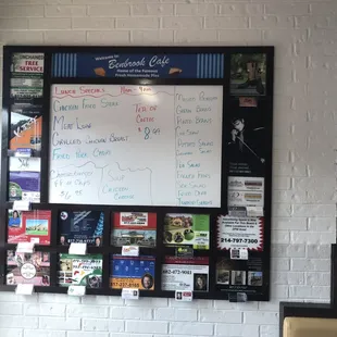 Specials board with local business info