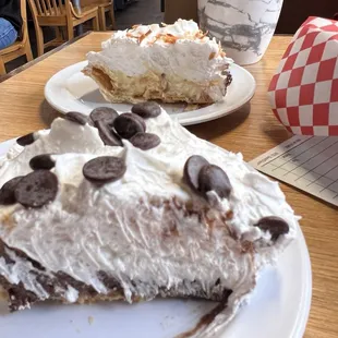 Chocolate Cream Pie and Coconut Cream Pie...both delicious!
