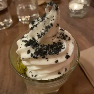 Creamy vanilla ice cream with olive oil and Black Sea salt