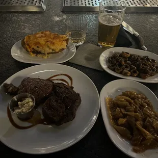 Ribeye (16 oz.) Twice Baked Potato Miataki Mushrooms Caramelized Onions