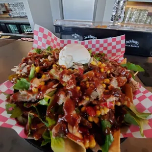 Bbq pork nachos are HUGE and so good!