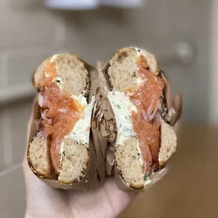 #4 (lox, deviled egg spread, shaved onion)