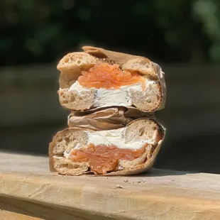 Smoke Salmon Everything Bagel &amp; Plain Cream Cheese