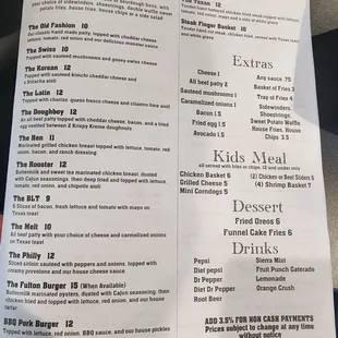 Benchwarmers Menu Page 2