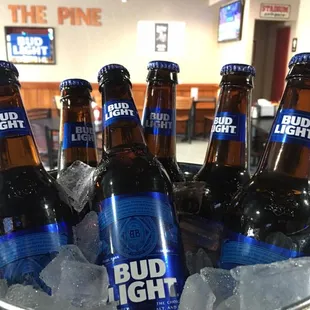 a bucket of bud light beer