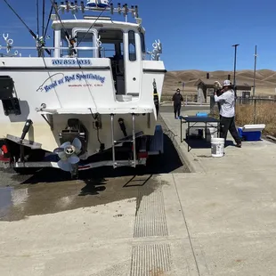 Mike is Preparing to filet my sturgeon at Belden&apos;s Landing Boat Ramp Suisun City, California