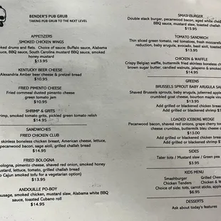 Menu as of 1/13/2023