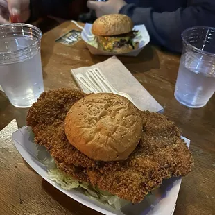 Schnitzel and burger
