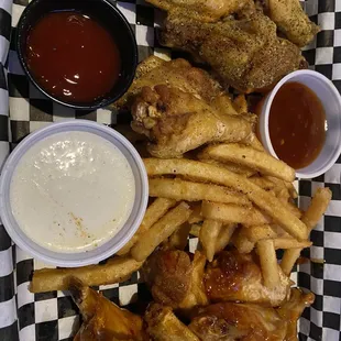 Dozen wings with fries