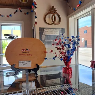 a display of patriotic items
