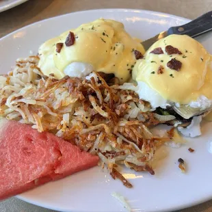 Blueberry bacon Benedict
