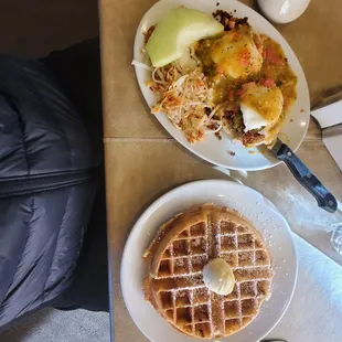 Pecan Waffle and Sante Fe Benny