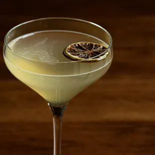Rise at Eve - Juniper-infused sake, shiso leaf, sudachi cordial, dried lime