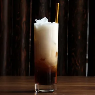 White Clouds - Hojicha-infused sake, brown sugar syrup, cream sake